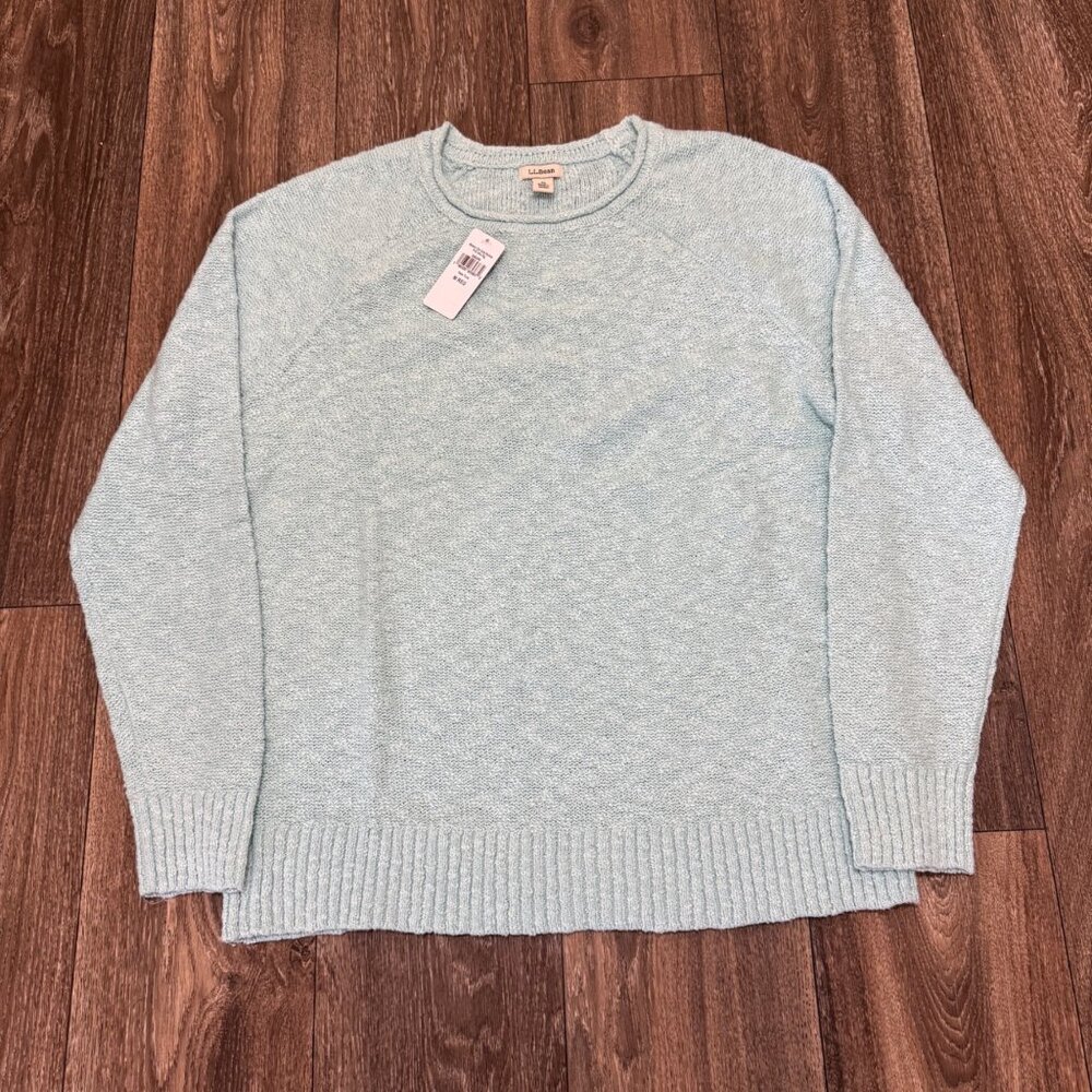 L.L.Bean Sweater Women’s M Medium Turquoise Rollneck Midweight Cotton Slub NWT
